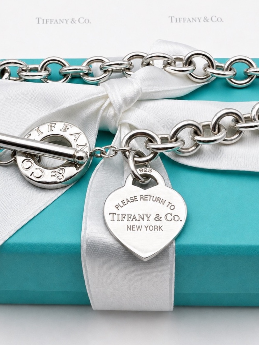 Tiffany & Co. 17.75” Return to Tiffany Heart Tag Toggle Necklace Sterling Silver - Picture 3 of 12